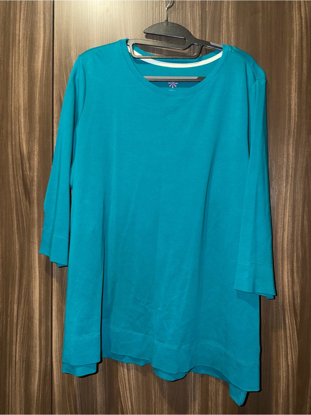 Isaac Mizrahi Teal Blue Long-Sleeve Crewneck Top